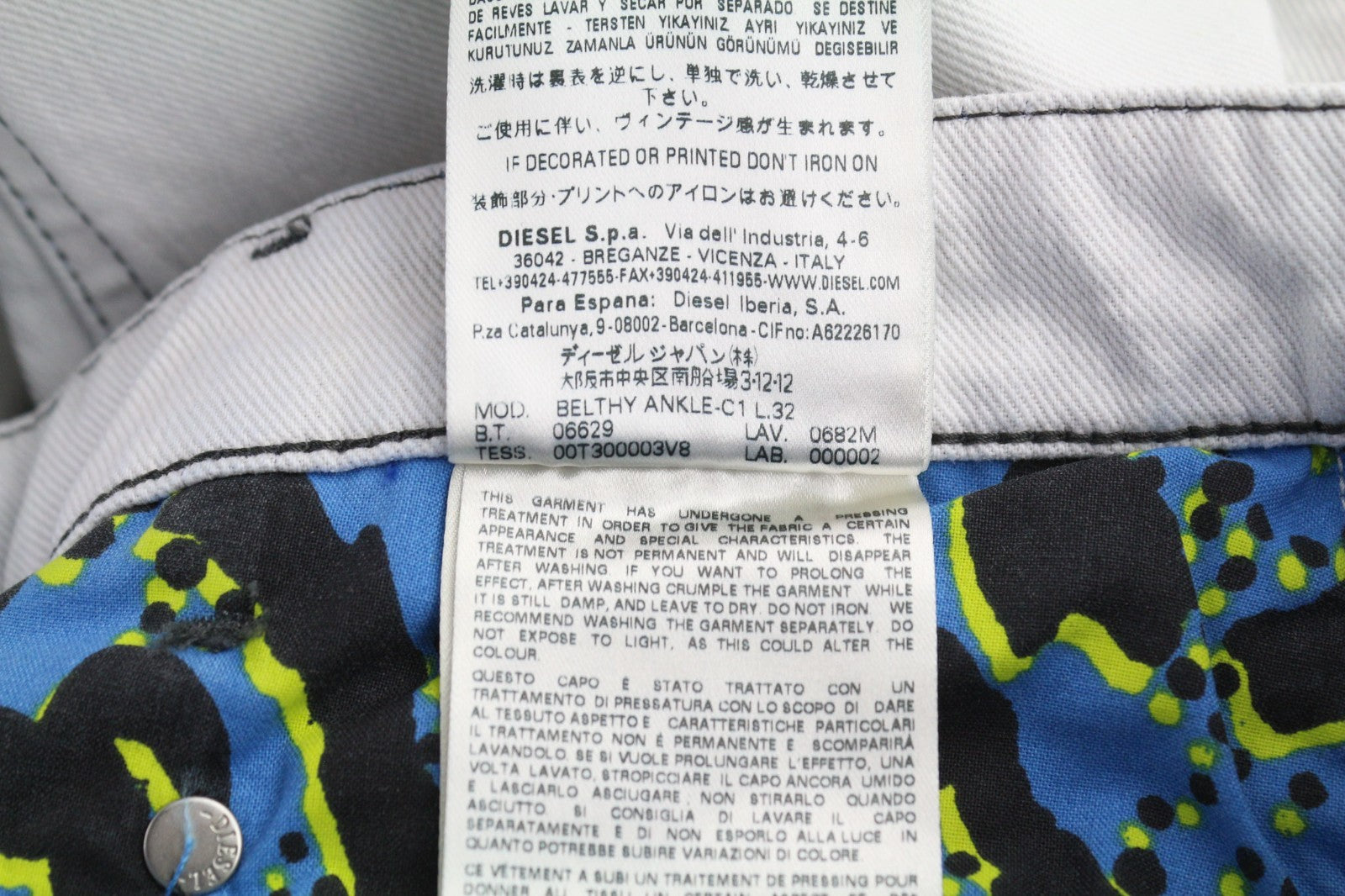 DIESEL Belthy Ankle-C1 0682M Women's Jeans W23/L32 Blue Slim Straight Stretch