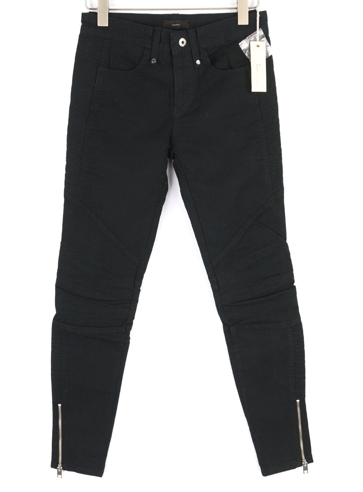 DIESEL P-Amal 00SJLC 0GAJK Women's Trousers W27 Black Skinny Stretch Zip RRP170