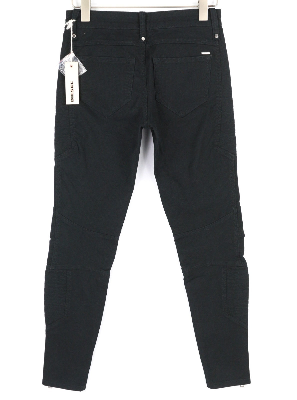 DIESEL P-Amal 00SJLC 0GAJK Women's Trousers W27 Black Skinny Stretch Zip RRP170