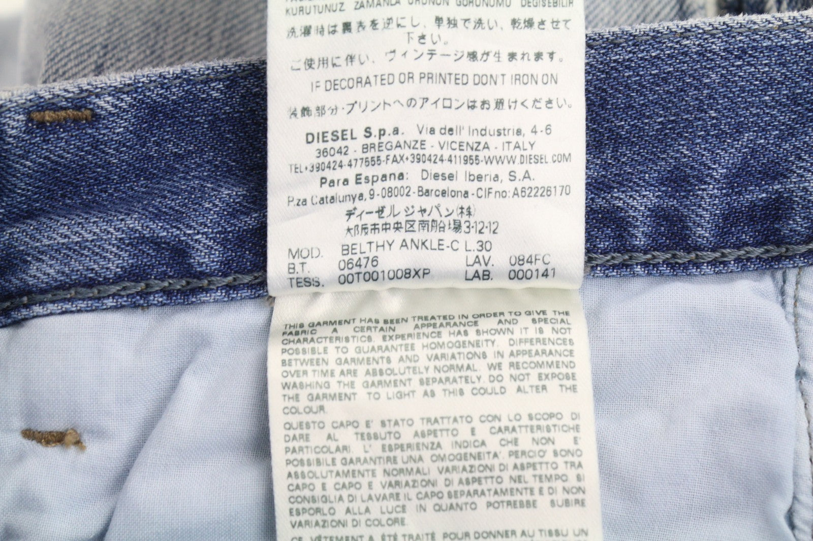 DIESEL Belthy Ankle-C 084FC Women's Jeans W24/L30 Blue Slim Straight Cotton