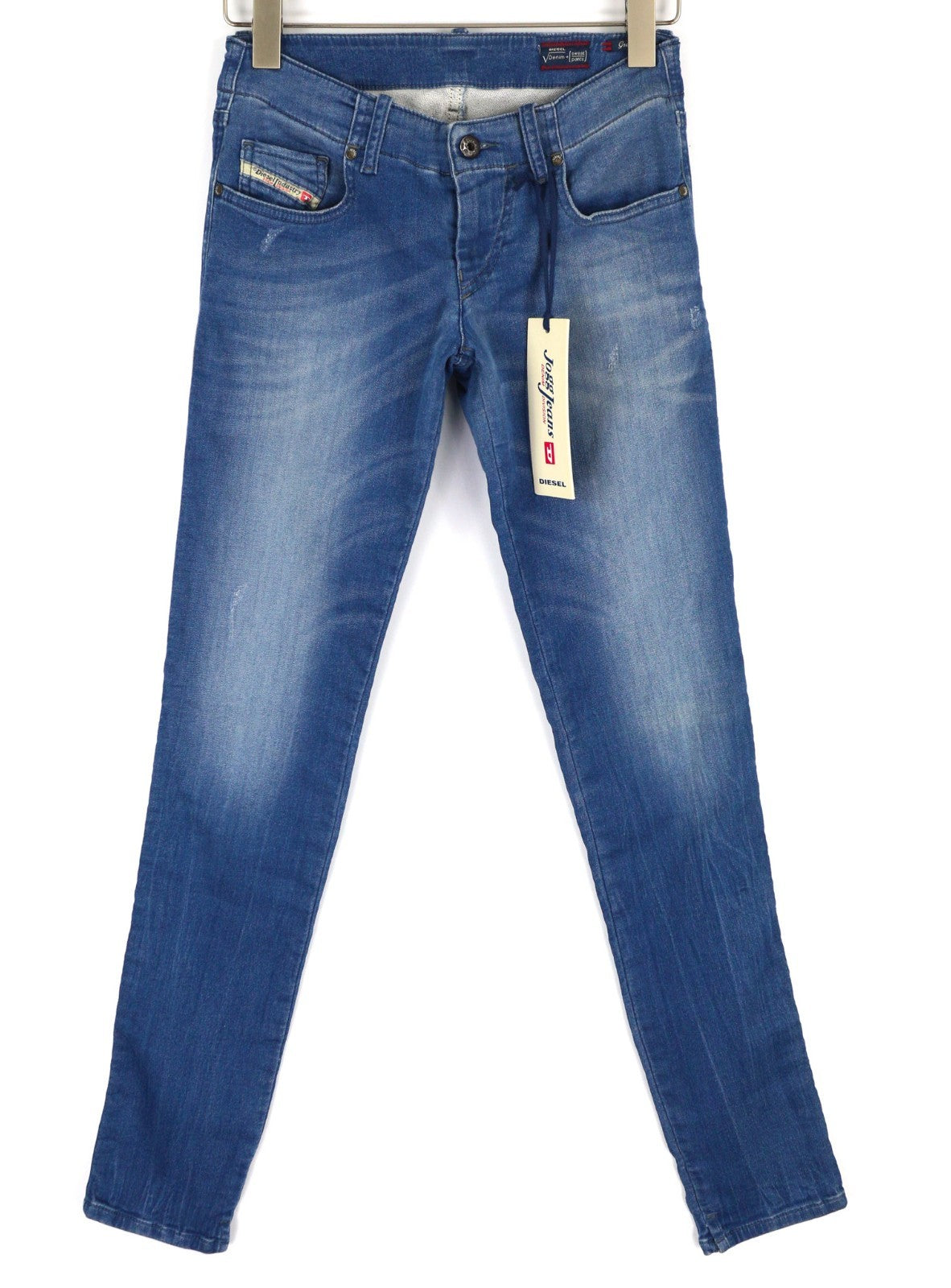 DIESEL Grupee-NE 0837T Women's Jeans W25 Blue Jogg Sweat Super Slim Skinny