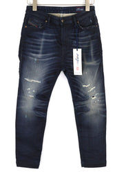 DIESEL Eazee-NE 0662K Women's Jeans W25 Blue Jogg Sweat Boyfriend Crop Fit