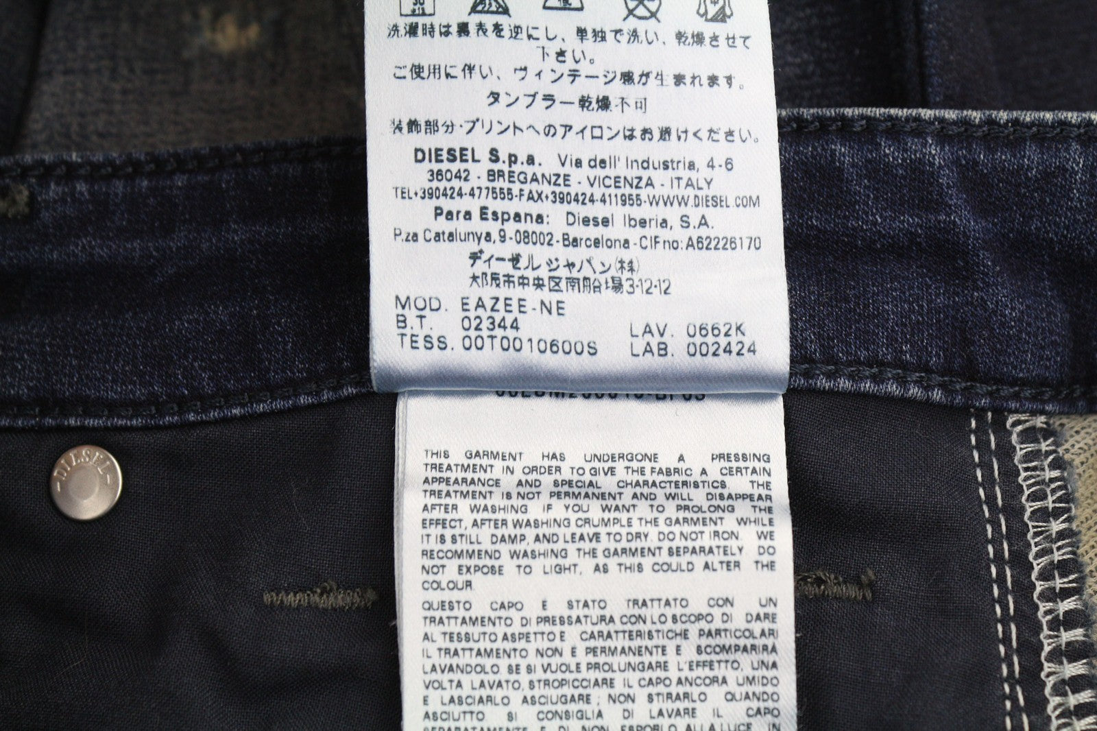 DIESEL Eazee-NE 0662K Women's Jeans W25 Blue Jogg Sweat Boyfriend Crop Fit