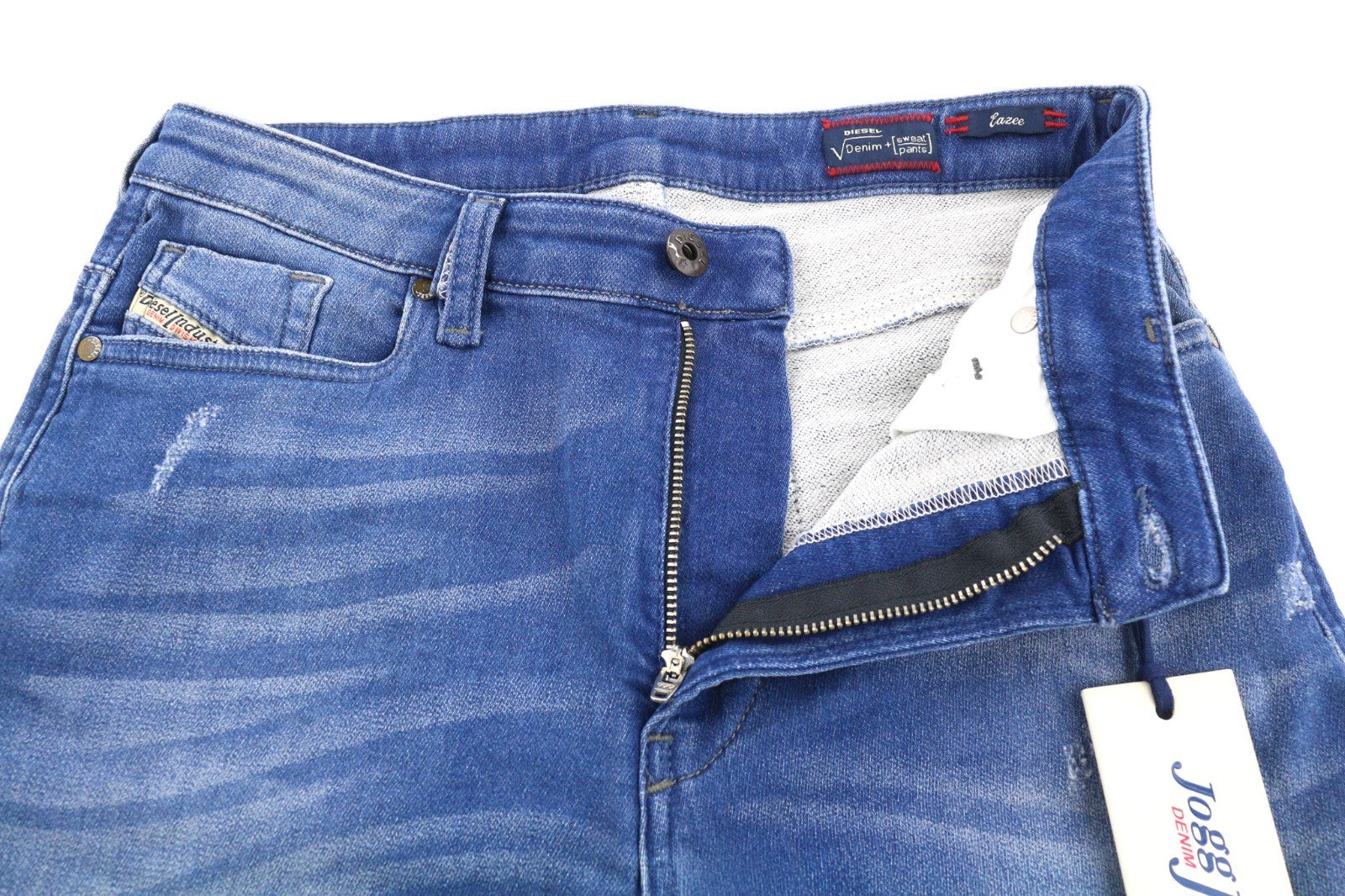 DIESEL Eazee-NE 0837T Women's Jeans W25 Blue Jogg Sweat Boyfriend Crop Style