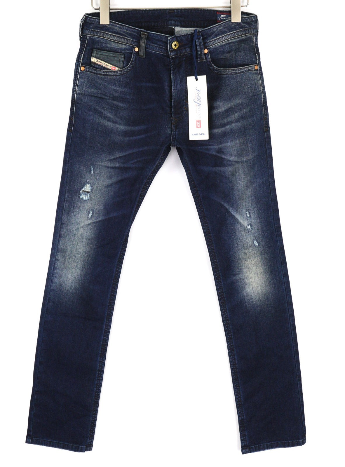 DIESEL Thavar-NE 0607U Men's Jeans W28 Blue Jogg Sweat Slim Ripped Washed