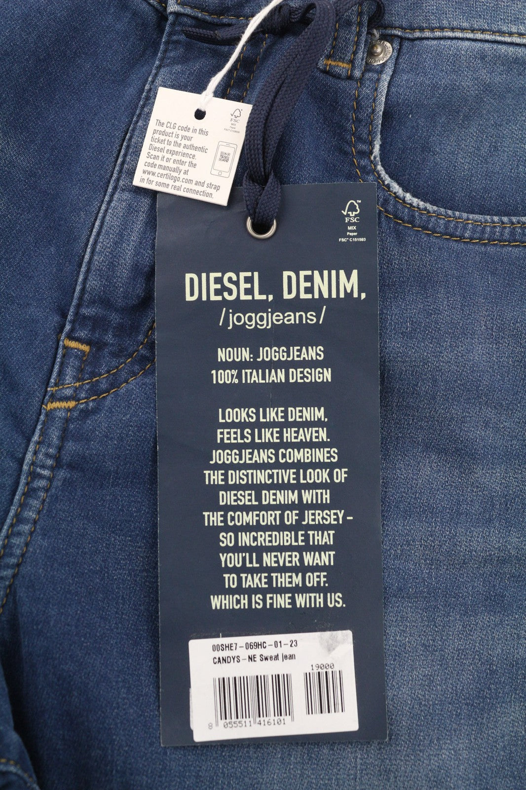 DIESEL Candys Jogg 069HC Women's Jeans W23 Blue Sweat Jogg Relaxed Boyfriend