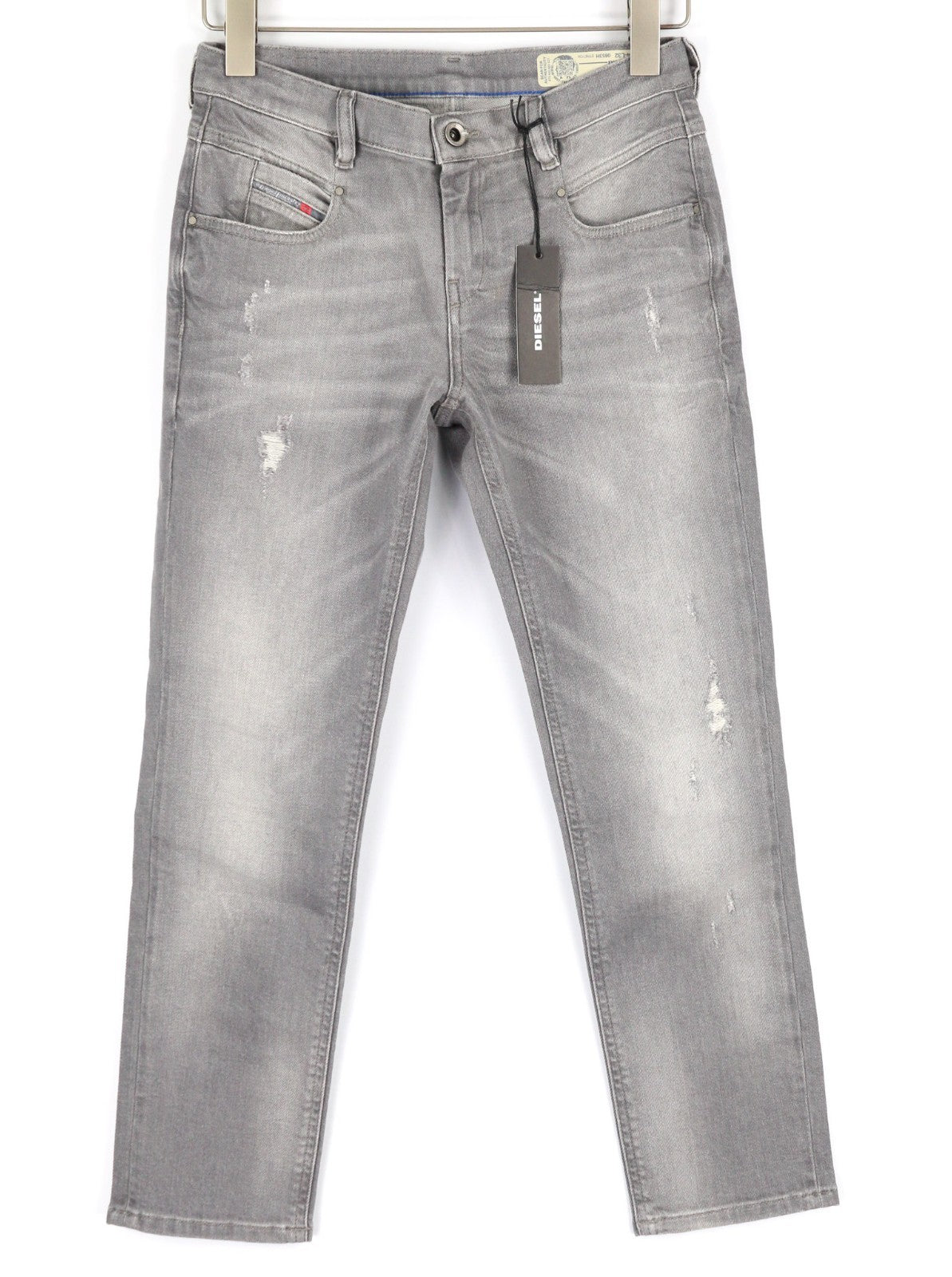 DIESEL Belthy-Ankle 0853H Women's Jeans W24/L32 Grey Slim Straight Distressed