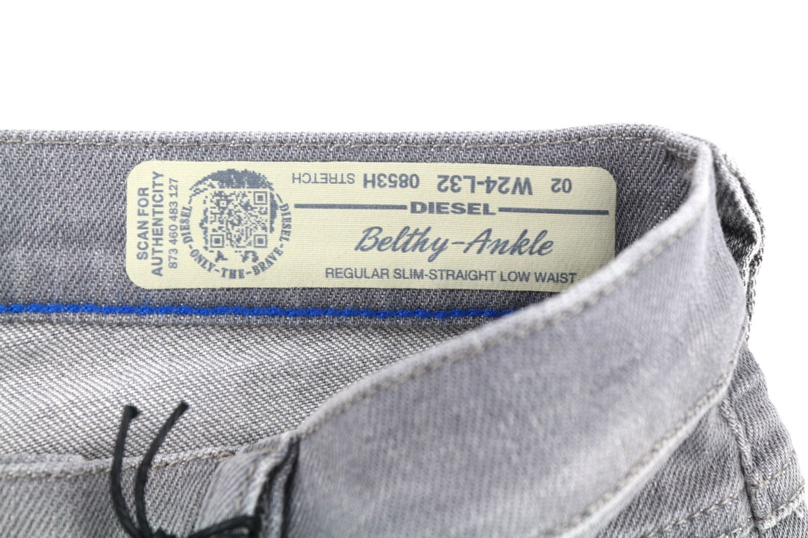 DIESEL Belthy-Ankle 0853H Women's Jeans W24/L32 Grey Slim Straight Distressed