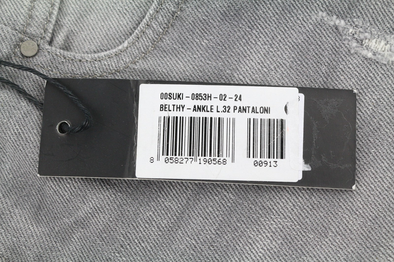 DIESEL Belthy-Ankle 0853H Women's Jeans W24/L32 Grey Slim Straight Distressed