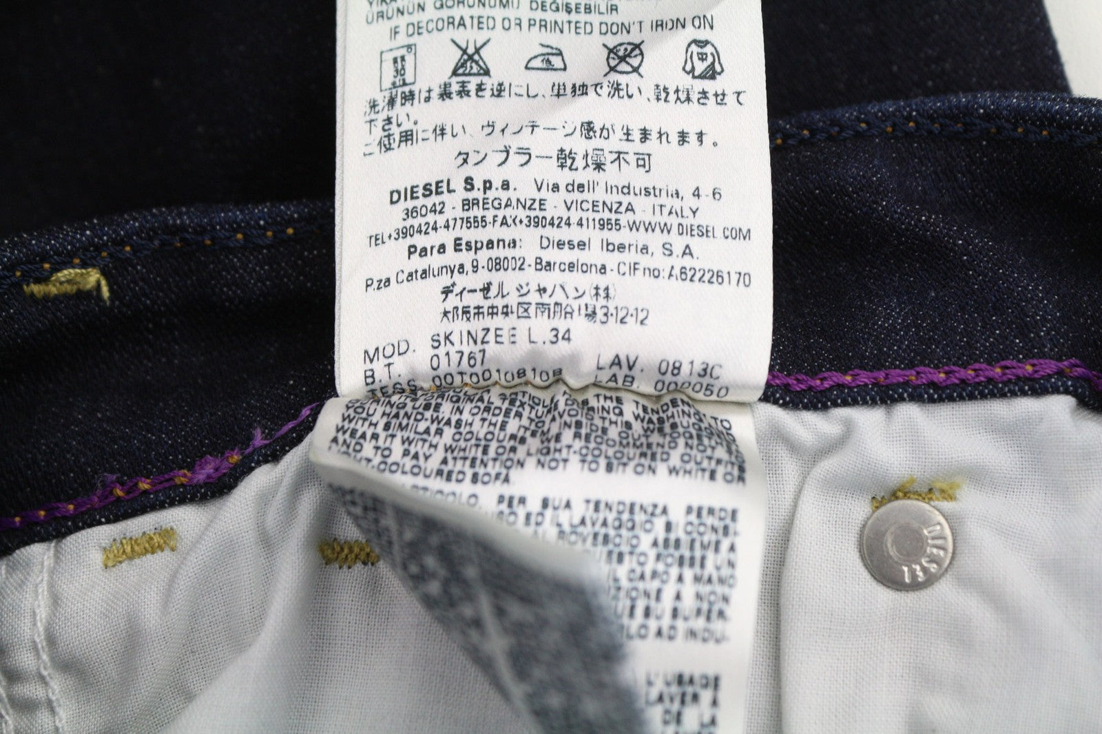 DIESEL Skinzee 0813C Women's Jeans W26/L34 Dark Blue Super Slim Skinny Fit