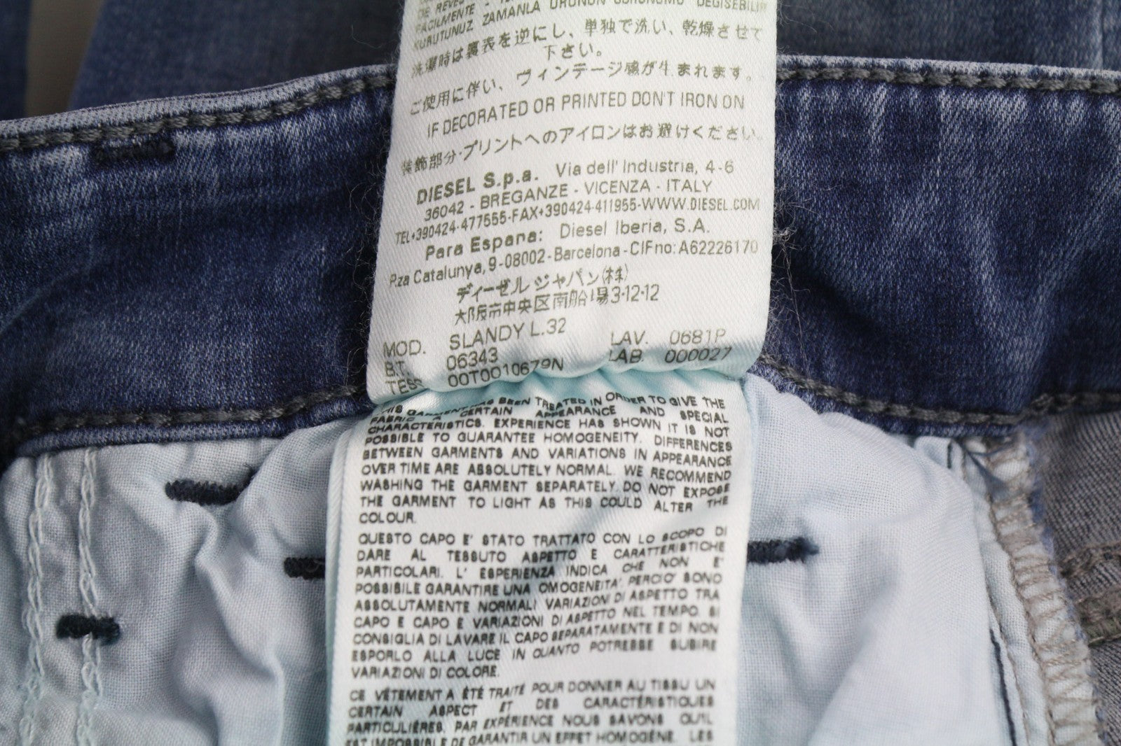 DIESEL Slandy 0681P Women's Jeans W26/L32 Blue Super Slim Skinny Stretch Fit