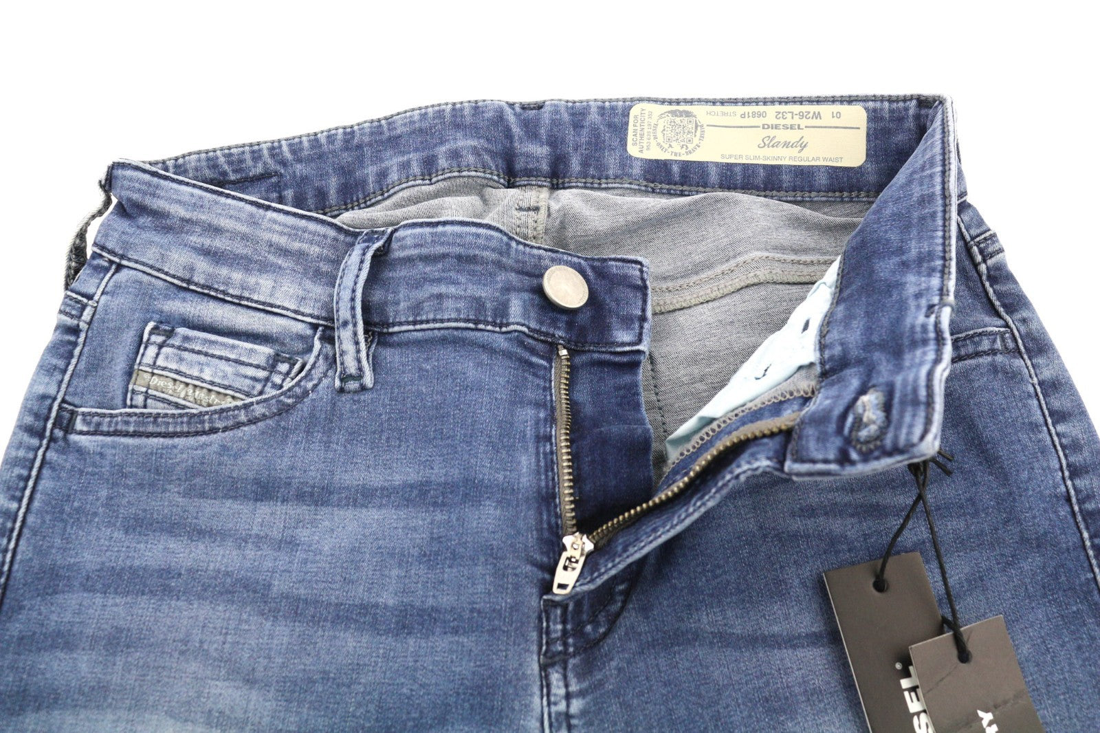 DIESEL Slandy 0681P Women's Jeans W26/L32 Blue Super Slim Skinny Stretch Fit