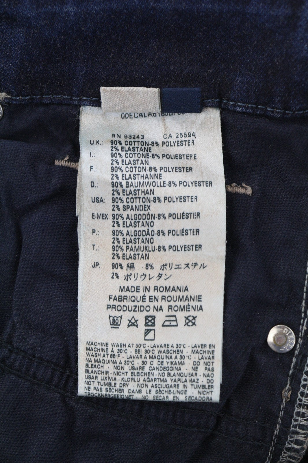 DIESEL Grupee-NE 0603L Women's Jeans W25 Blue Jogg Sweat Super Slim Stretch