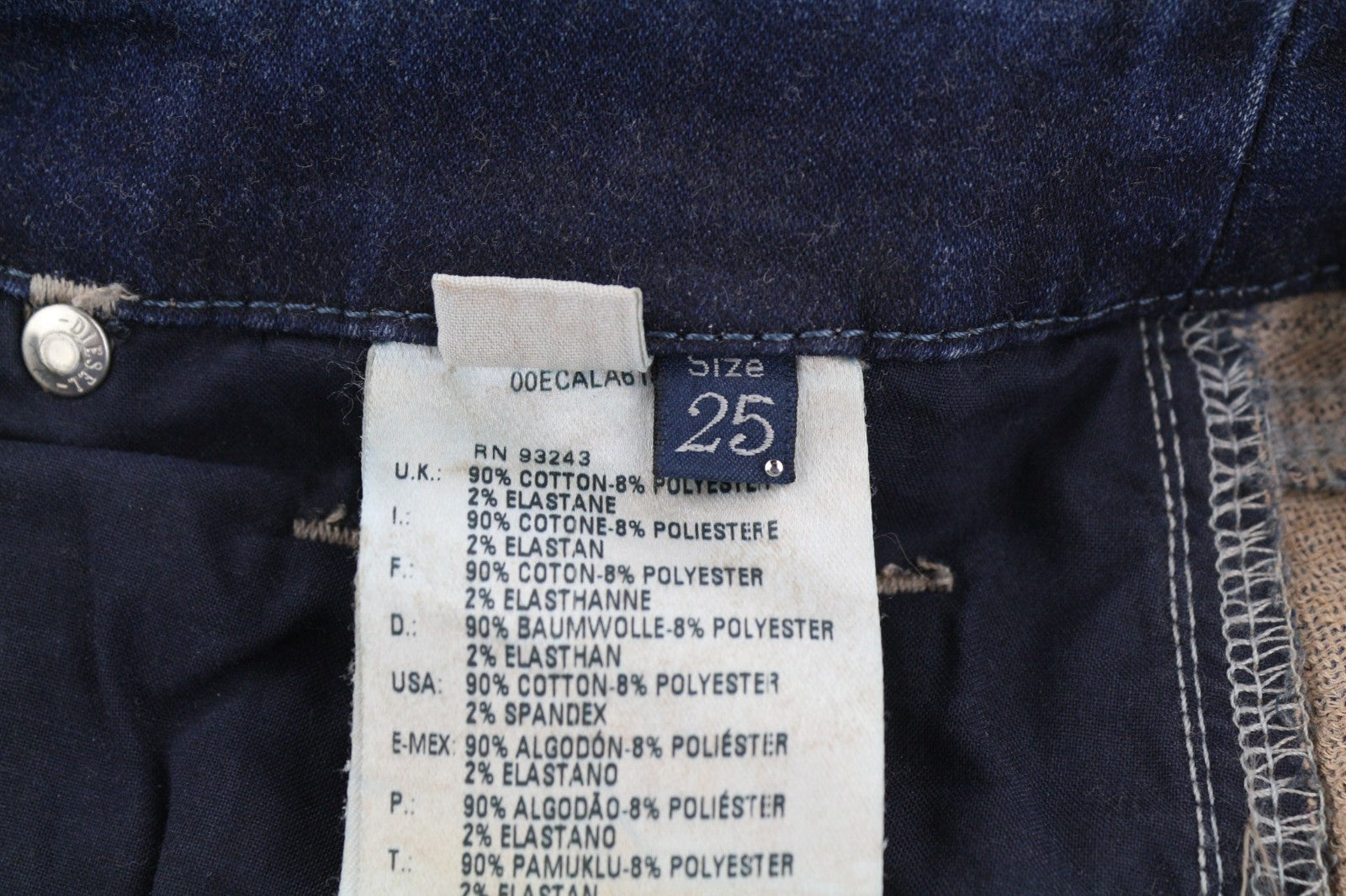 DIESEL Grupee-NE 0603L Women's Jeans W25 Blue Jogg Sweat Super Slim Stretch