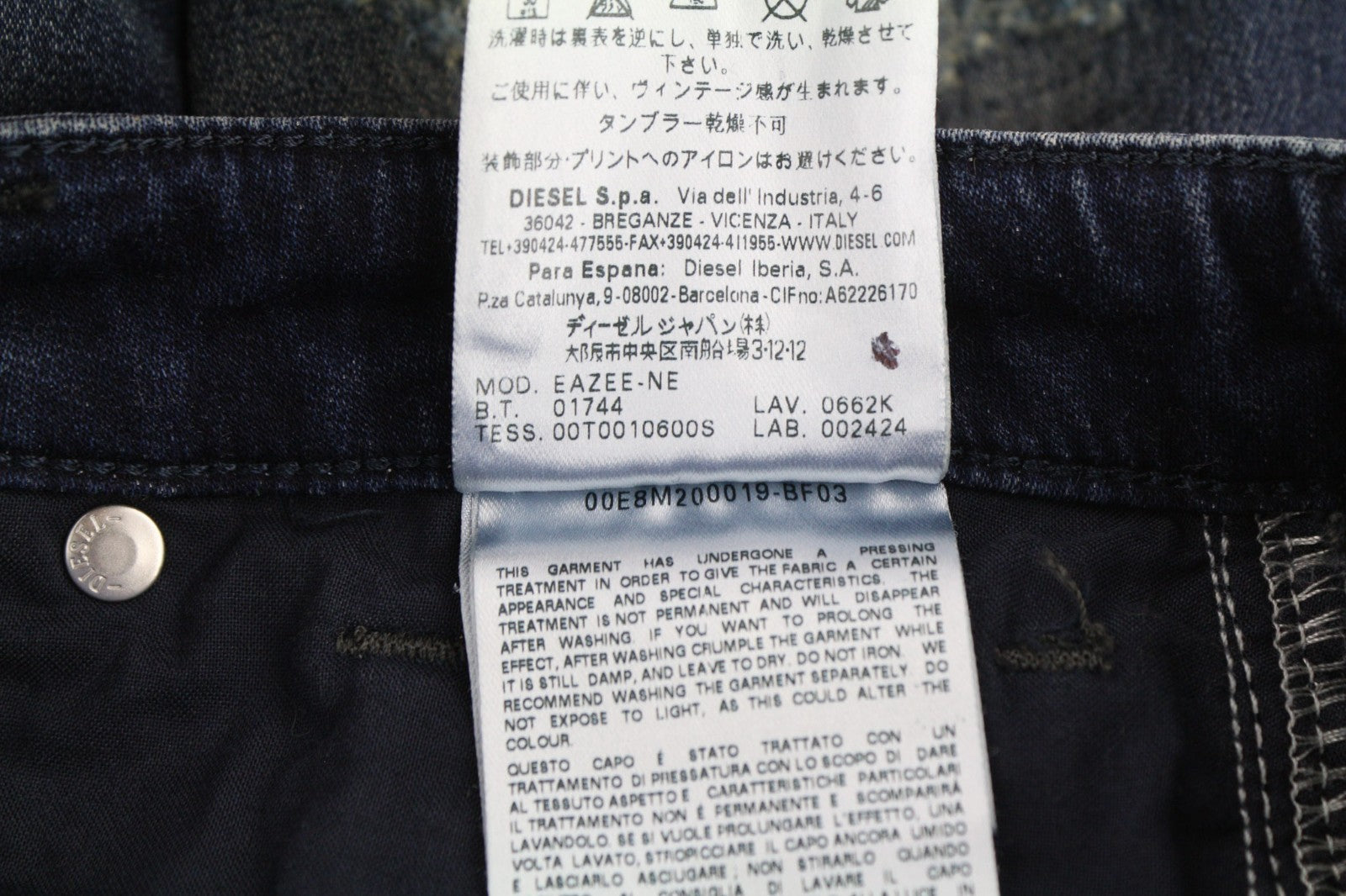 DIESEL Eazee-NE 0662K Women's Jeans W25 Blue Jogg Sweat Boyfriend Crop Style