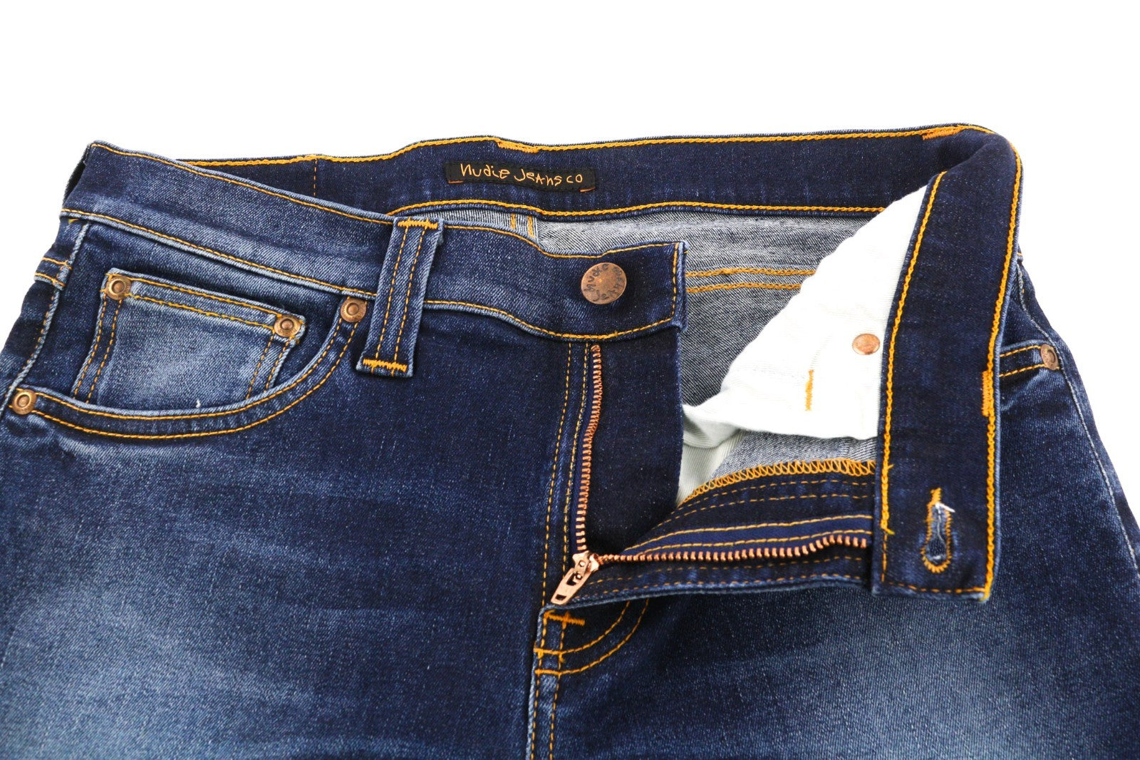 NUDIE JEANS Tube Kelly Men's W28/L34 Recycle Indigo Wash Zip Fly Blue Denim