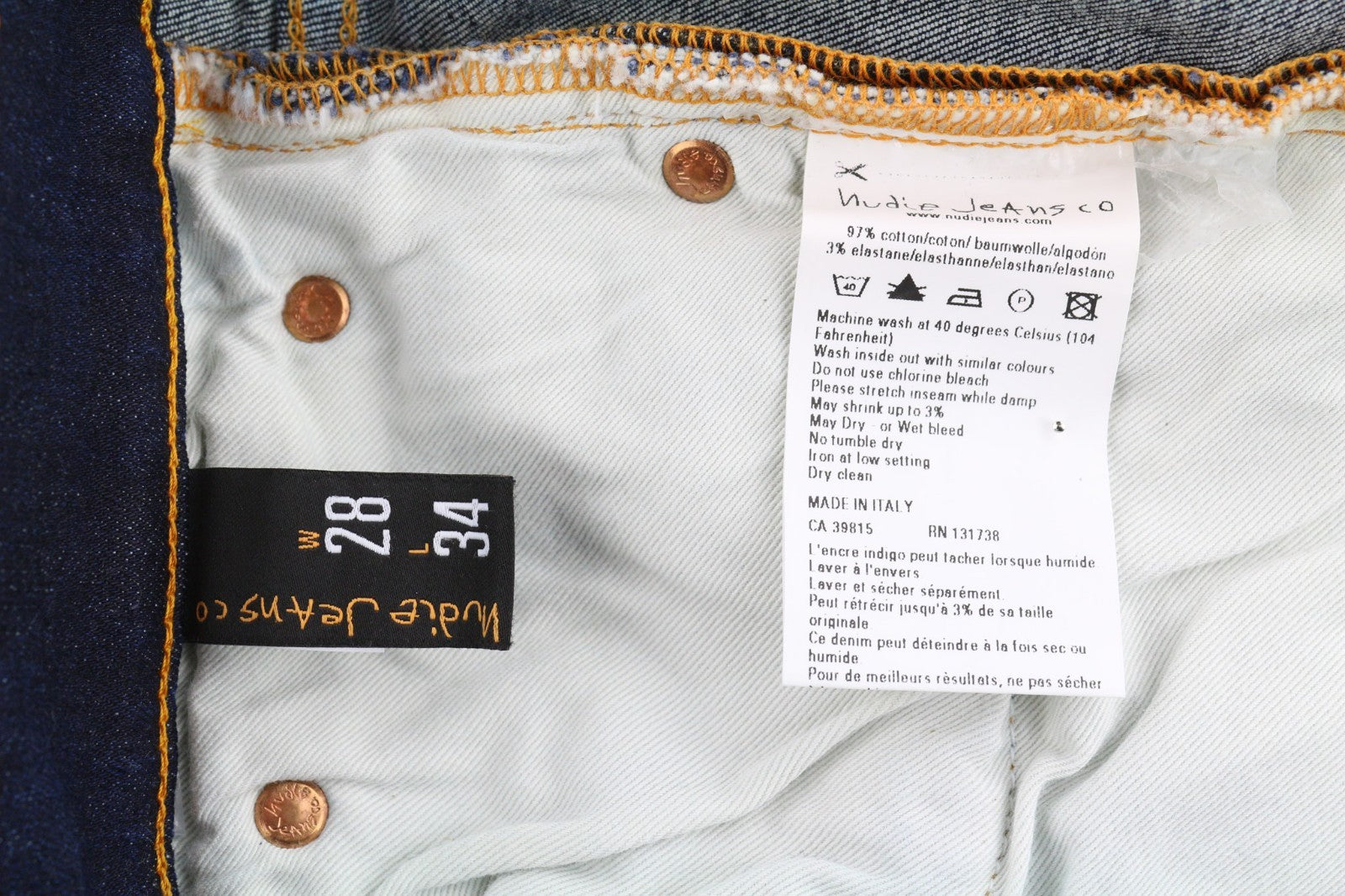 NUDIE JEANS Tube Kelly Men's W28/L34 Recycle Indigo Wash Zip Fly Blue Denim