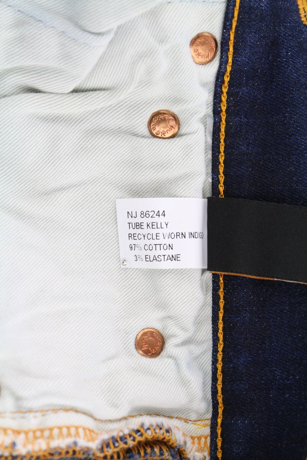 NUDIE JEANS Tube Kelly Men's W28/L34 Recycle Indigo Wash Zip Fly Blue Denim