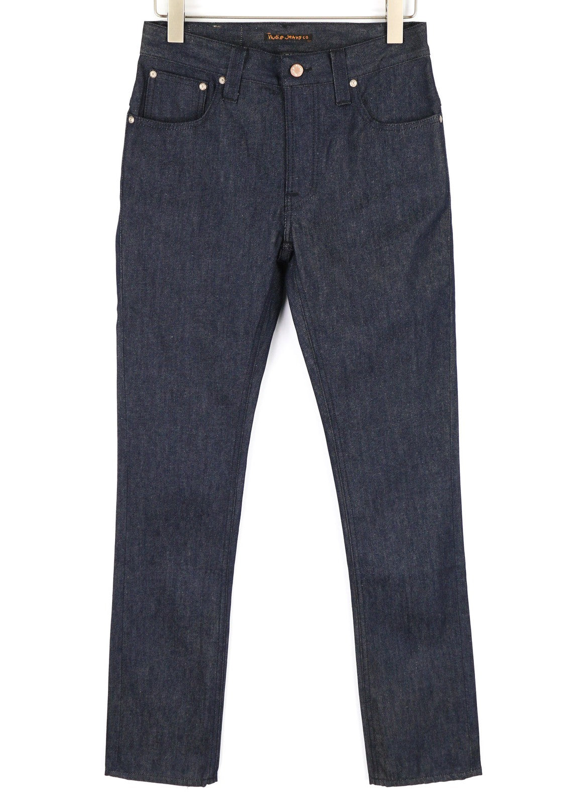 NUDIE JEANS Thin Finn Men's W29/L32 Light Natural Used Zip Fly Dark Blue Denim