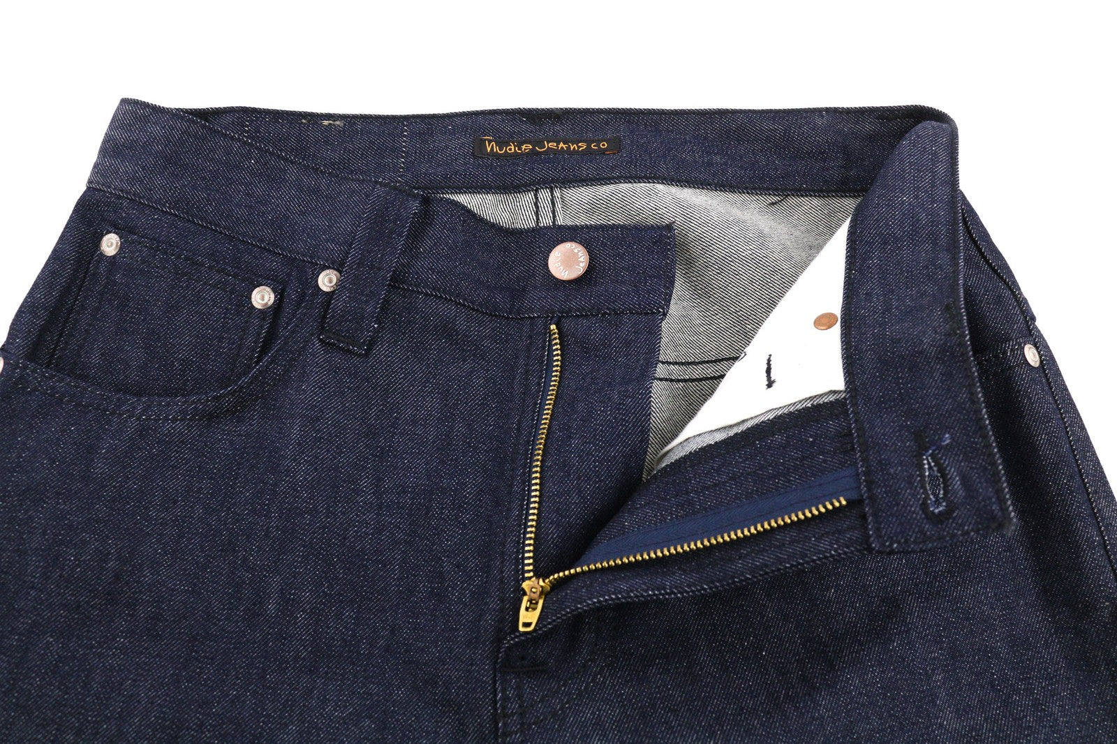 NUDIE JEANS Thin Finn Men's W29/L32 Light Natural Used Zip Fly Dark Blue Denim