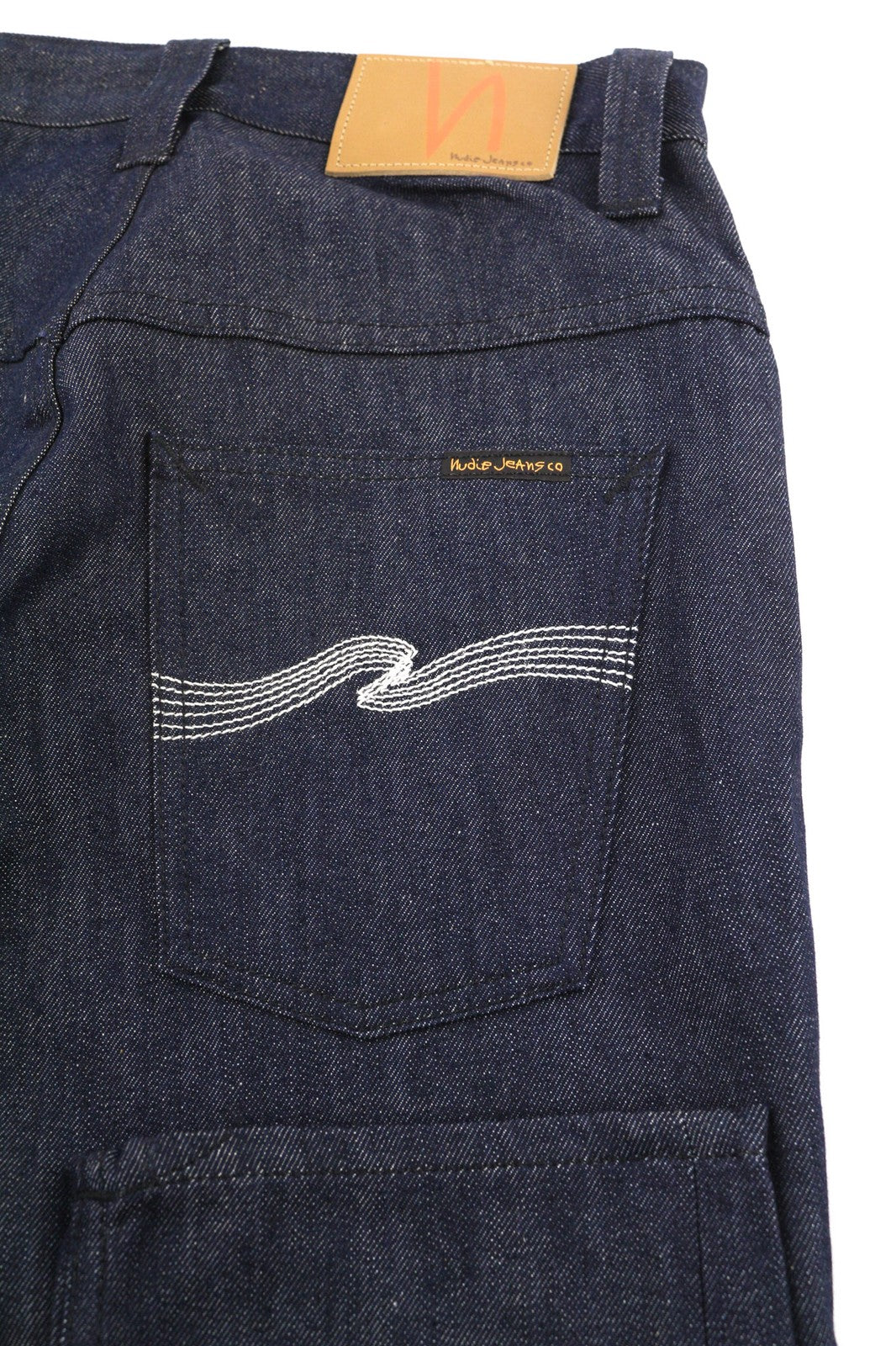 NUDIE JEANS Thin Finn Men's W29/L32 Light Natural Used Zip Fly Dark Blue Denim