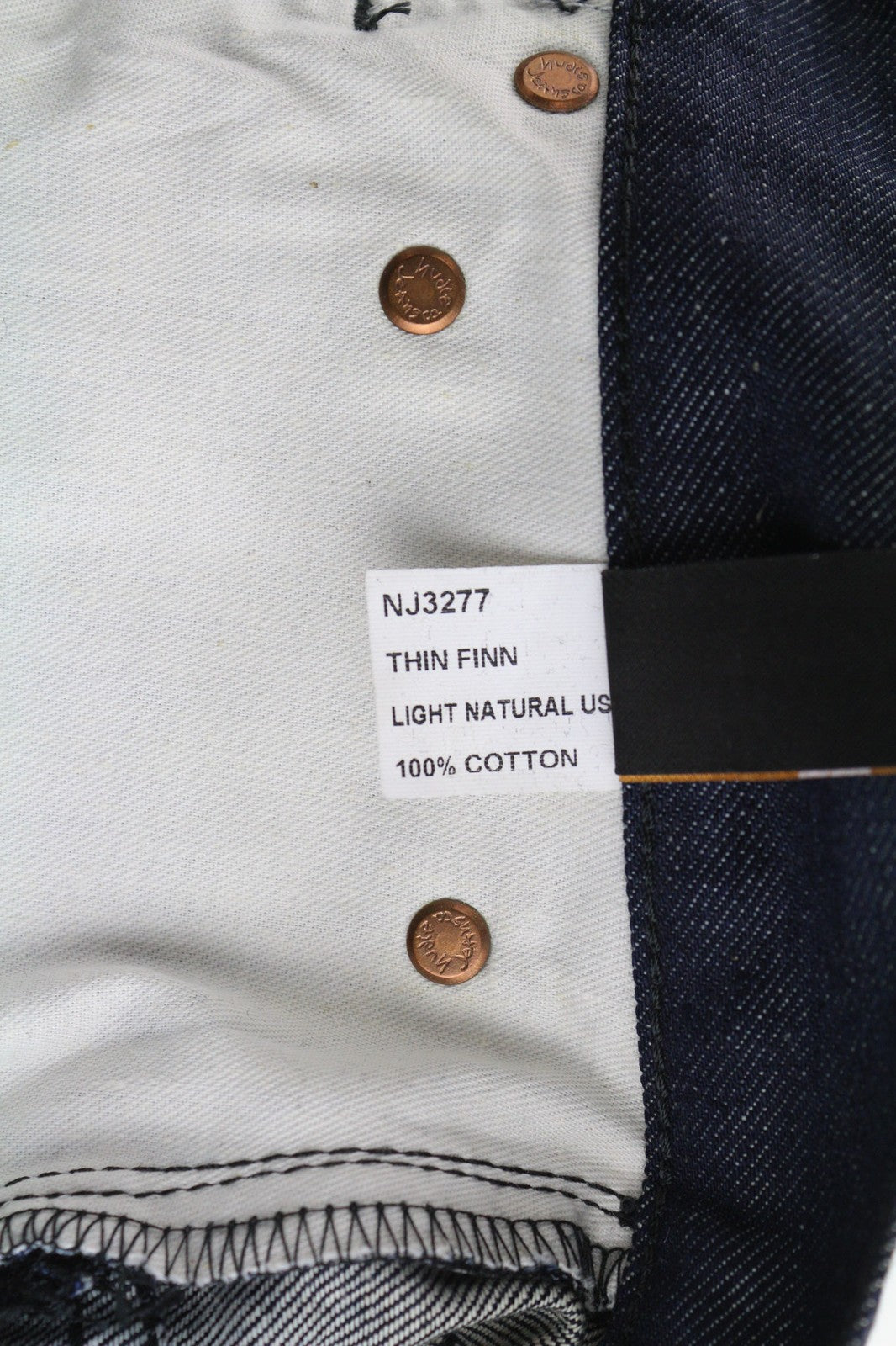 NUDIE JEANS Thin Finn Men's W29/L32 Light Natural Used Zip Fly Dark Blue Denim