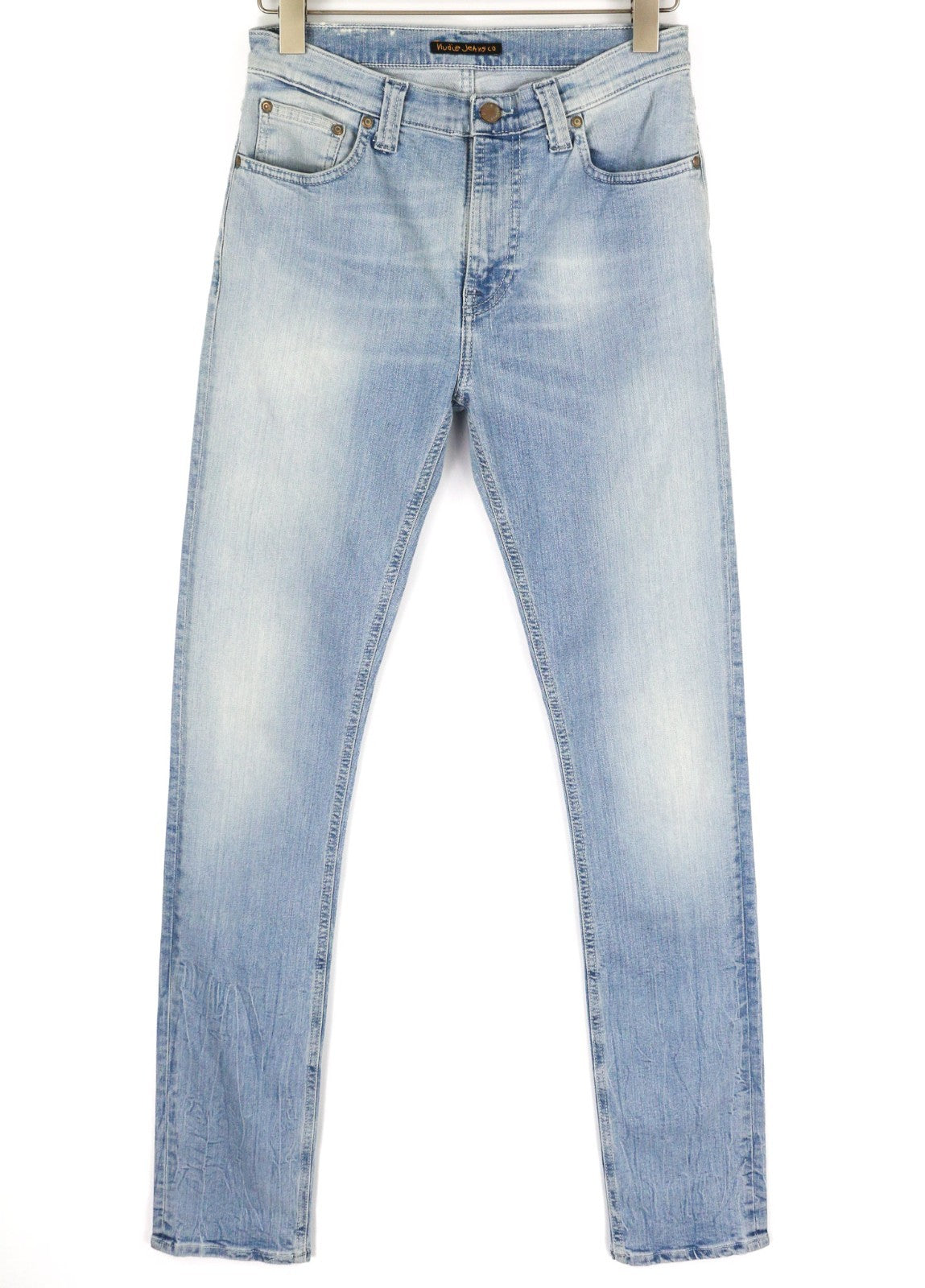 NUDIE JEANS High Kai Men's W29/L34 Light Bleached Indigo Zip Fly Washed Denim