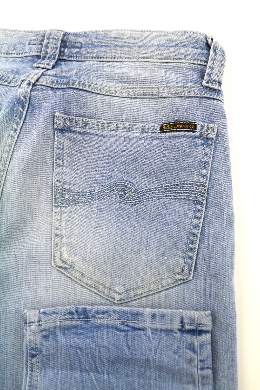 NUDIE JEANS High Kai Men's W29/L34 Light Bleached Indigo Zip Fly Washed Denim