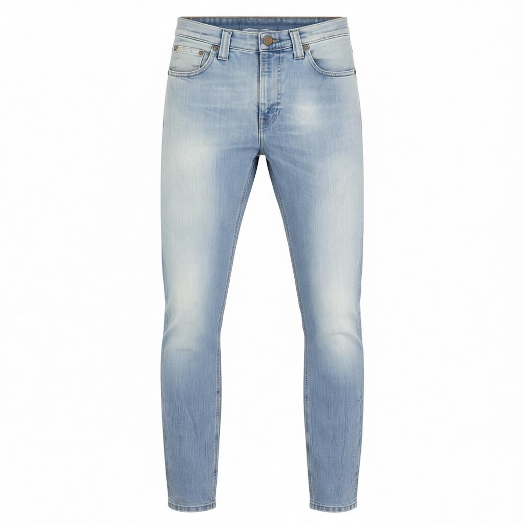 NUDIE JEANS High Kai Men's W29/L32 Light Bleached Indigo Zip Fly Washed Denim