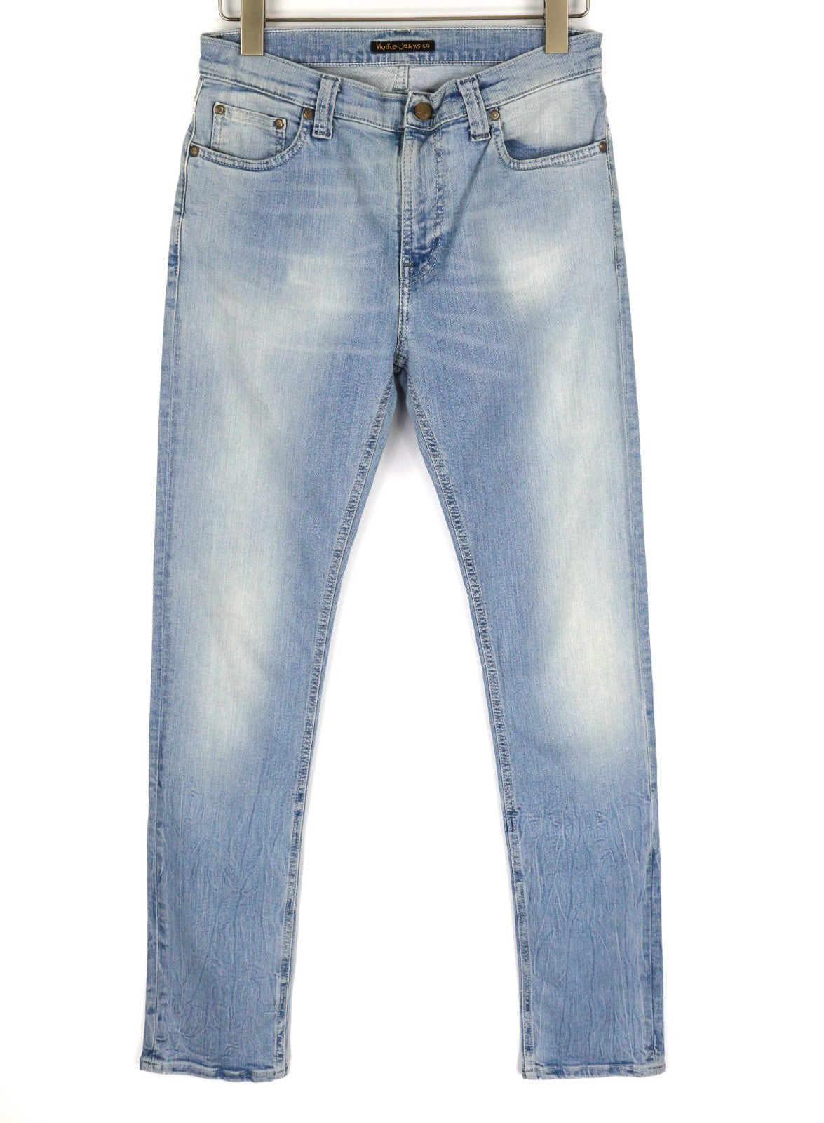 NUDIE JEANS High Kai Men's W29/L32 Light Bleached Indigo Zip Fly Washed Denim