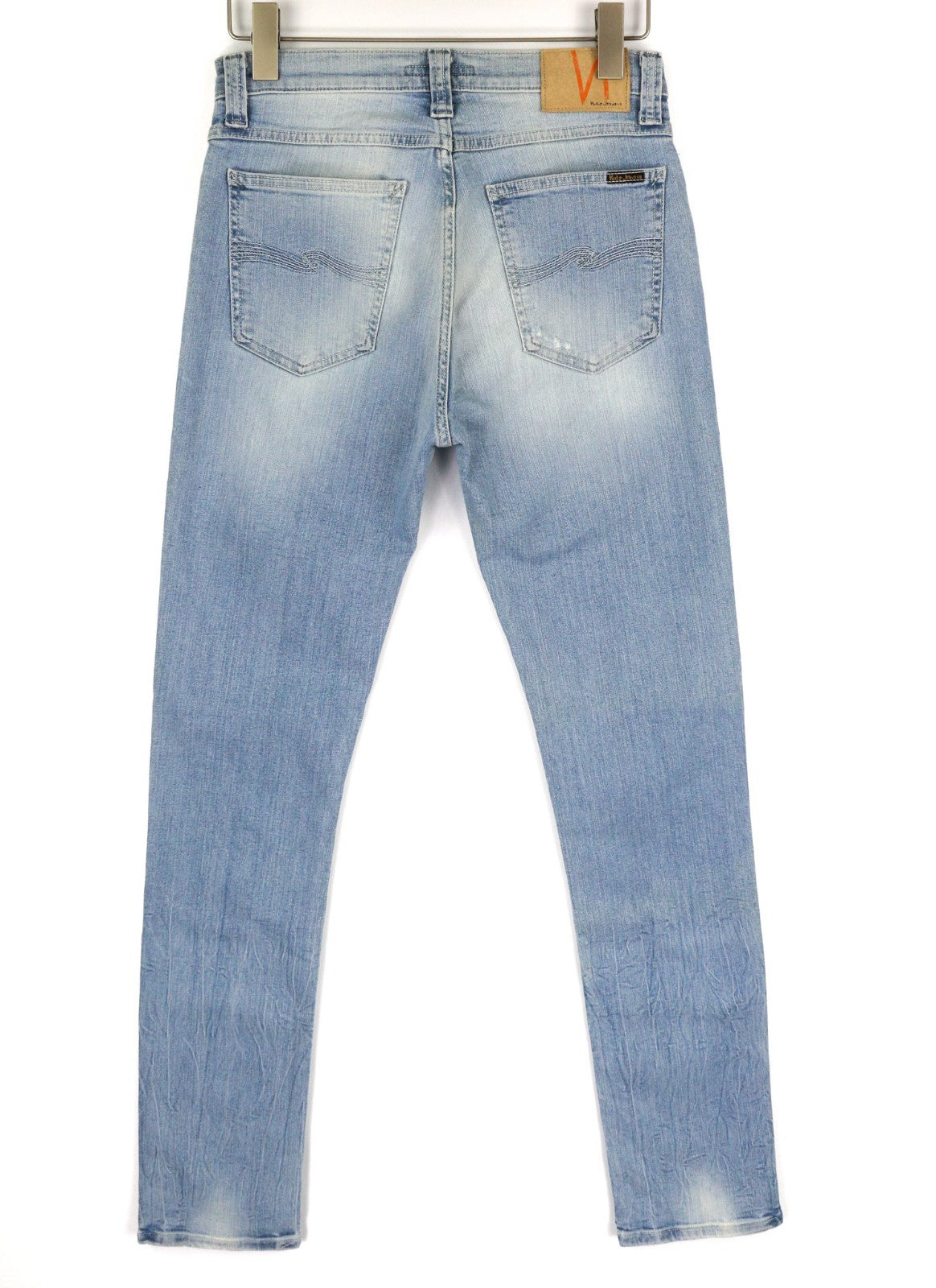 NUDIE JEANS High Kai Men's W29/L32 Light Bleached Indigo Zip Fly Washed Denim