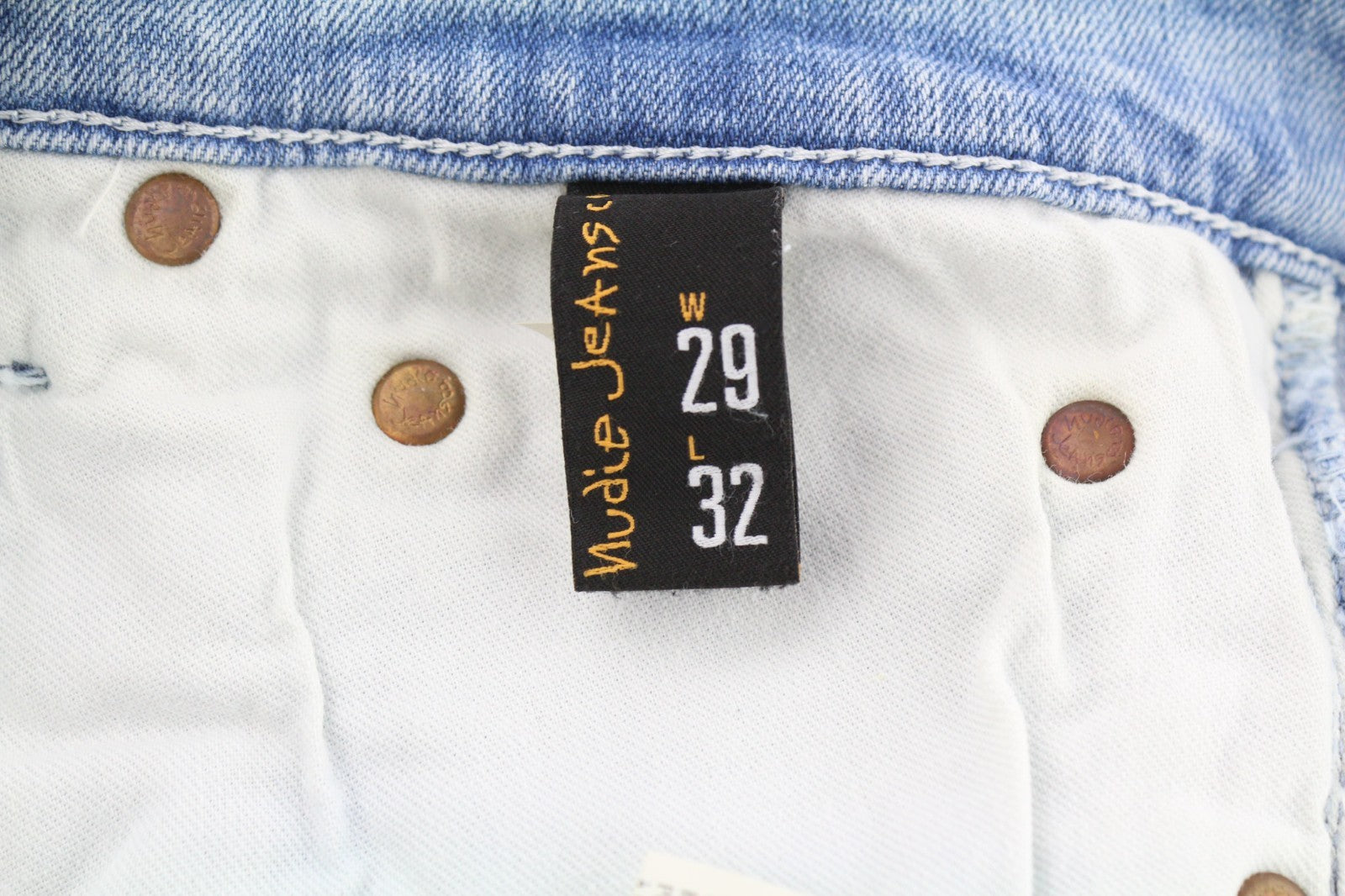 NUDIE JEANS High Kai Men's W29/L32 Light Bleached Indigo Zip Fly Washed Denim