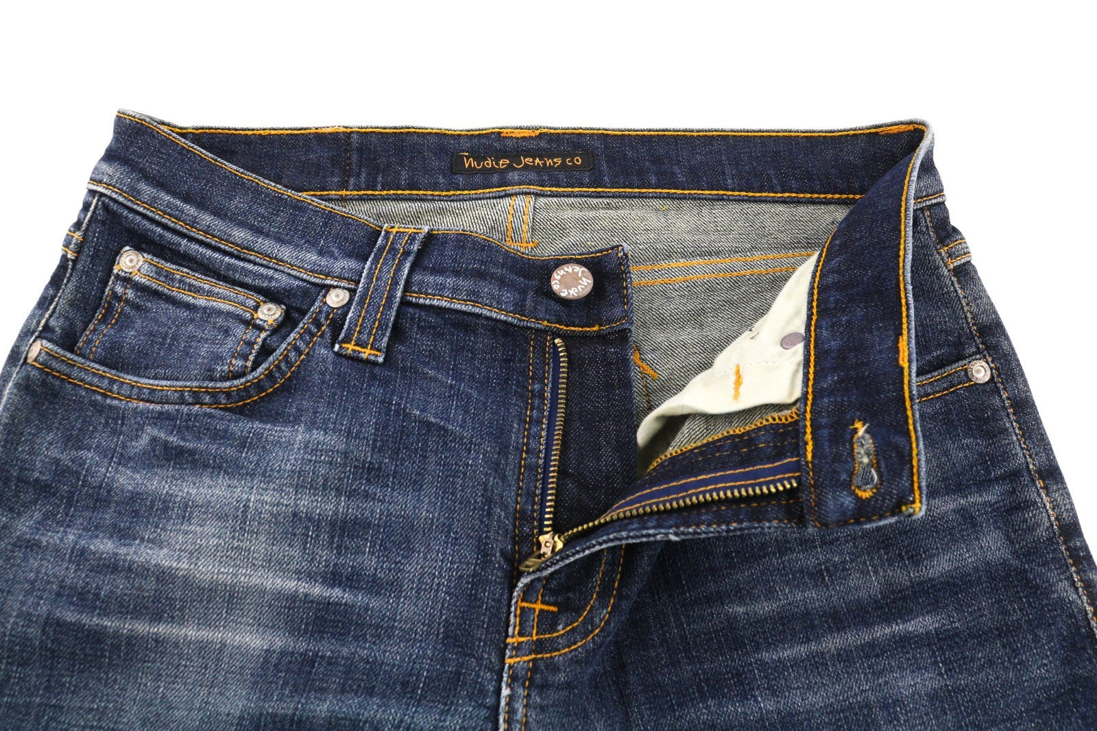 NUDIE JEANS Tube Kelly Men's W28/L34 Midnight Blue Wash Slim Fit Zip Fly Denim