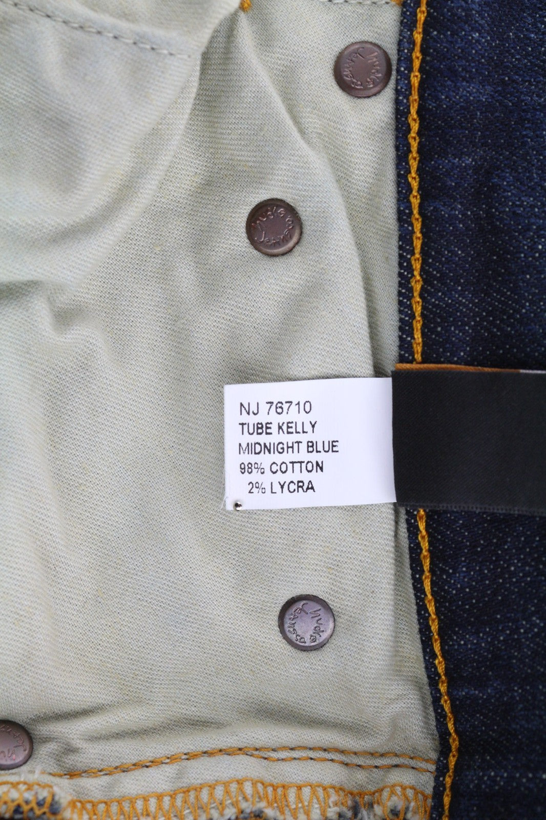 NUDIE JEANS Tube Kelly Men's W28/L34 Midnight Blue Wash Slim Fit Zip Fly Denim