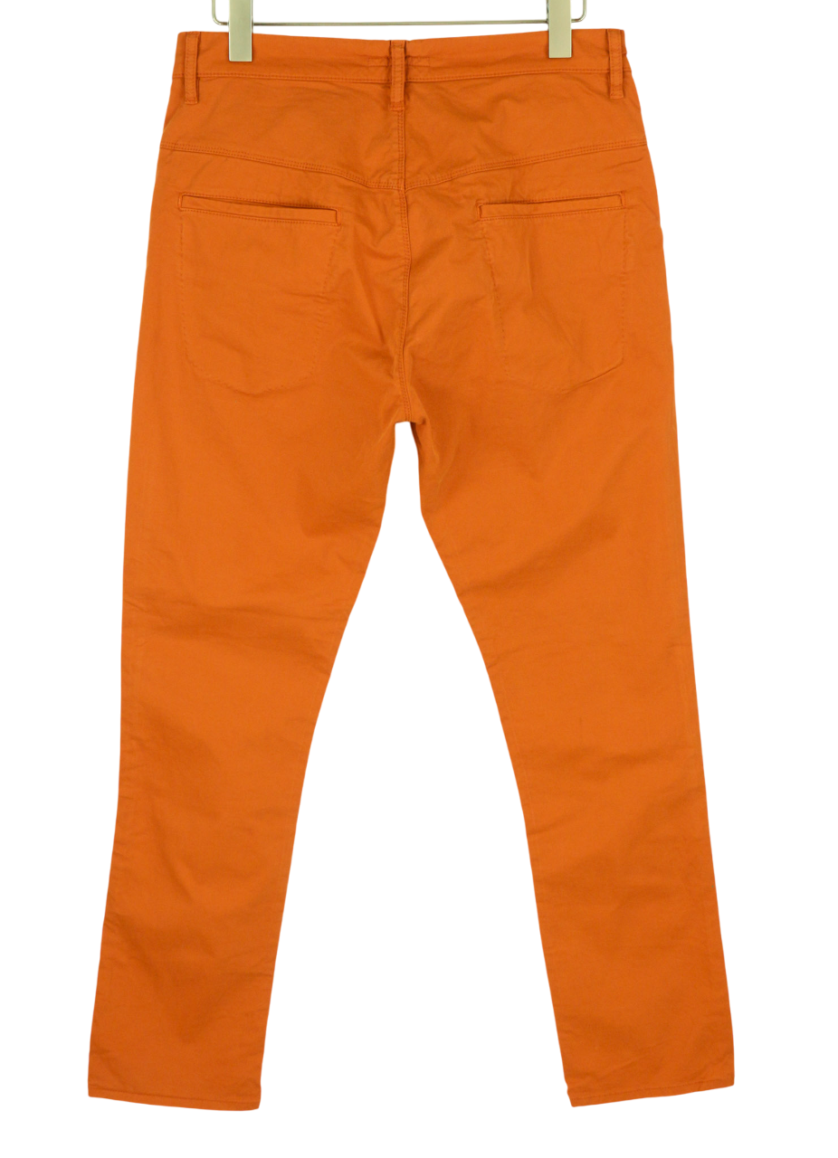 NUDIE JEANS Khaki Slim Men's W33/L32 Warm Orange Organic Chino Zip Fly Logo