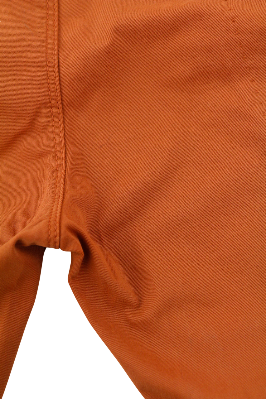 NUDIE JEANS Khaki Slim Men's W31/L32 Organic Warm Orange Chino Zip Fly Logo