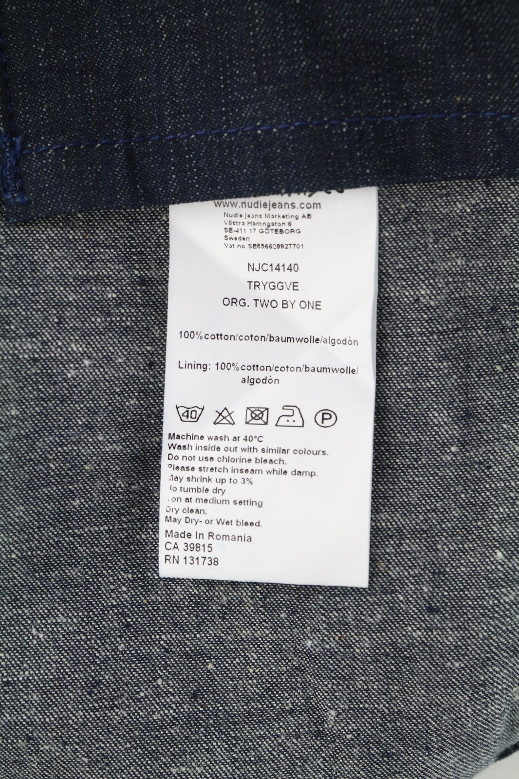 NUDIE JEANS Tryggve Men's Jacket M Dark Two By One Organic Polo Button Denim