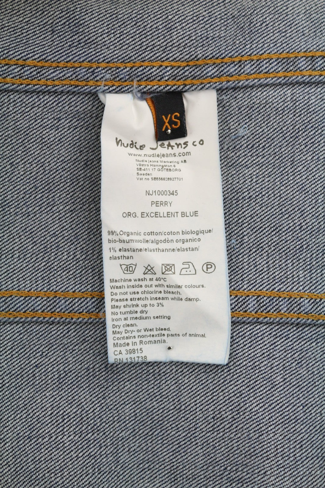 NUDIE JEANS Perry Men's Jacket XS Excellent Organic Blue Washed Denim