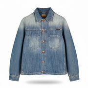 NUDIE JEANS Ronny Men's Jacket S Indigo Dungaree Denim Polo Button Logo Blue