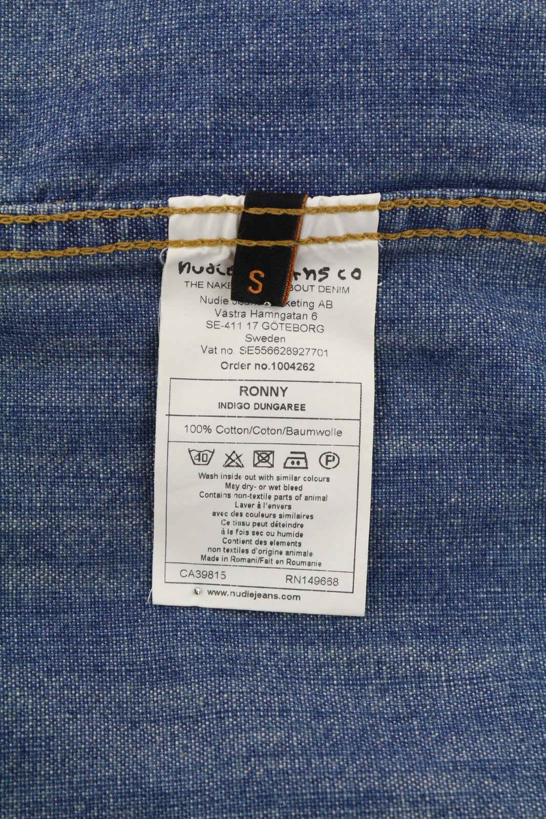 NUDIE JEANS Ronny Men's Jacket S Indigo Dungaree Denim Polo Button Logo Blue