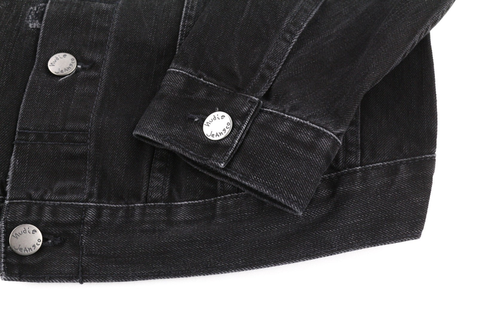 NUDIE JEANS Billy Men's Jacket XS Black Lotus Organic Washed Polo Denim