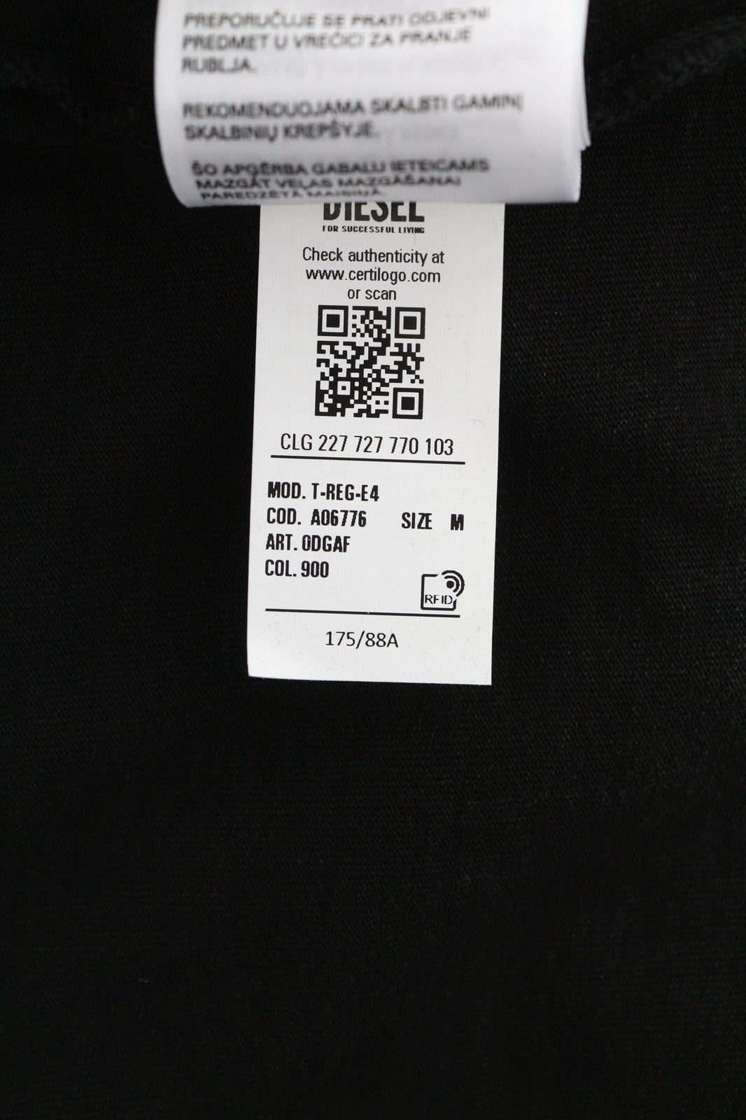 DIESEL T-Reg-E4 Women's T-Shirt M Black Crew Collar Short Sleeve RRP125