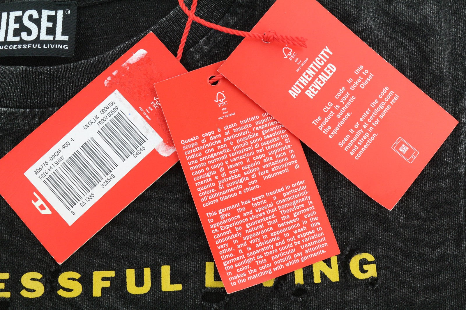 DIESEL T-Reg-E4 Women's T-Shirt L Black Crew Collar Short Sleeve Soft RRP125