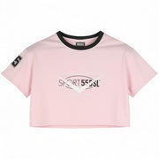 DIESEL Awtee-Boursty-WT1 Women's T-Shirt M Pink Cropped Crew Short Sleeve