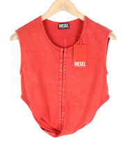 DIESEL T-Holdhook-SL Women's T-Shirt L Red Sleeveless Crew Hook Eye Closure