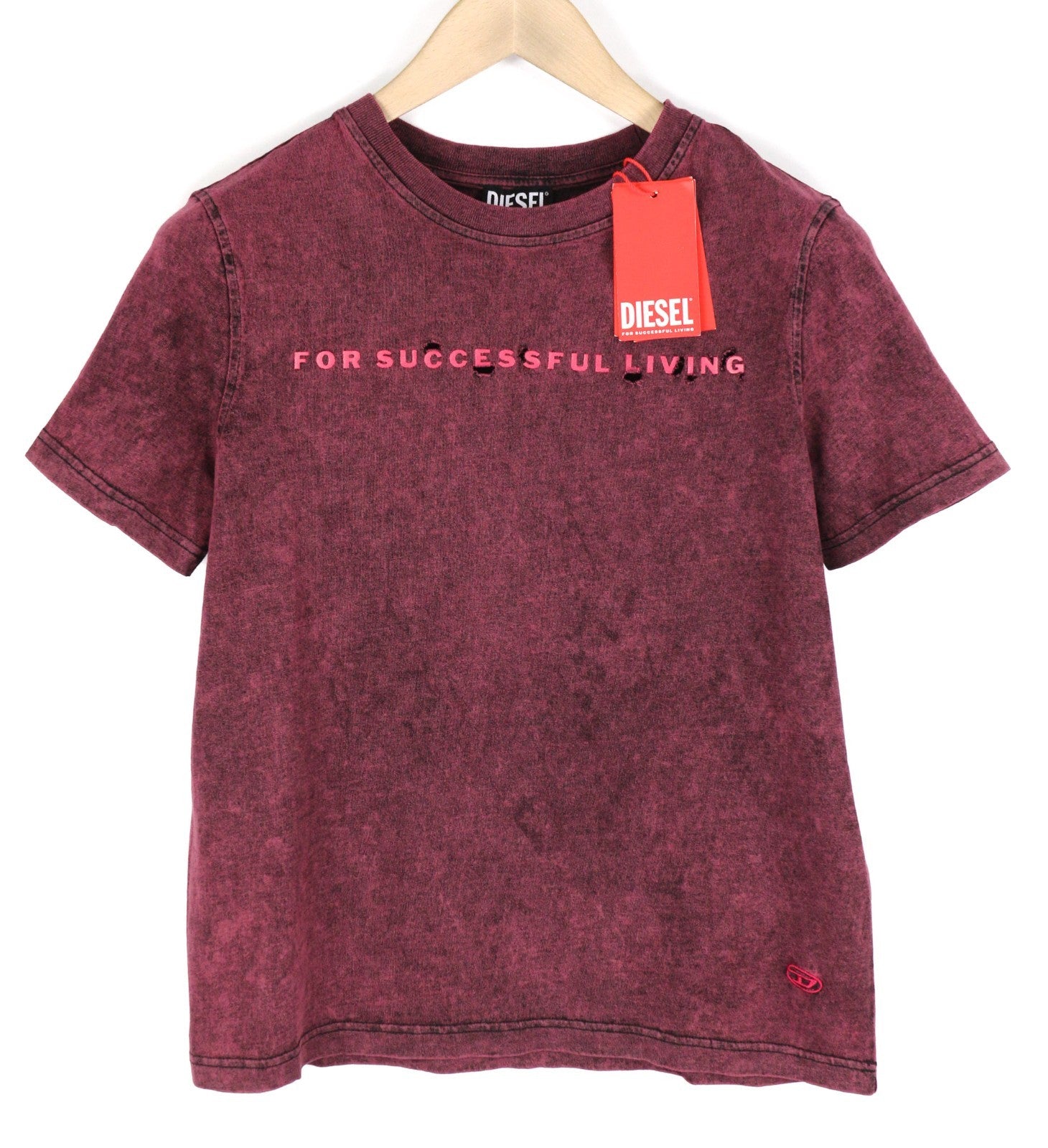 DIESEL T-Reg-E4 Women's T-Shirt M Black Crew Collar Short Sleeve Washed RRP125