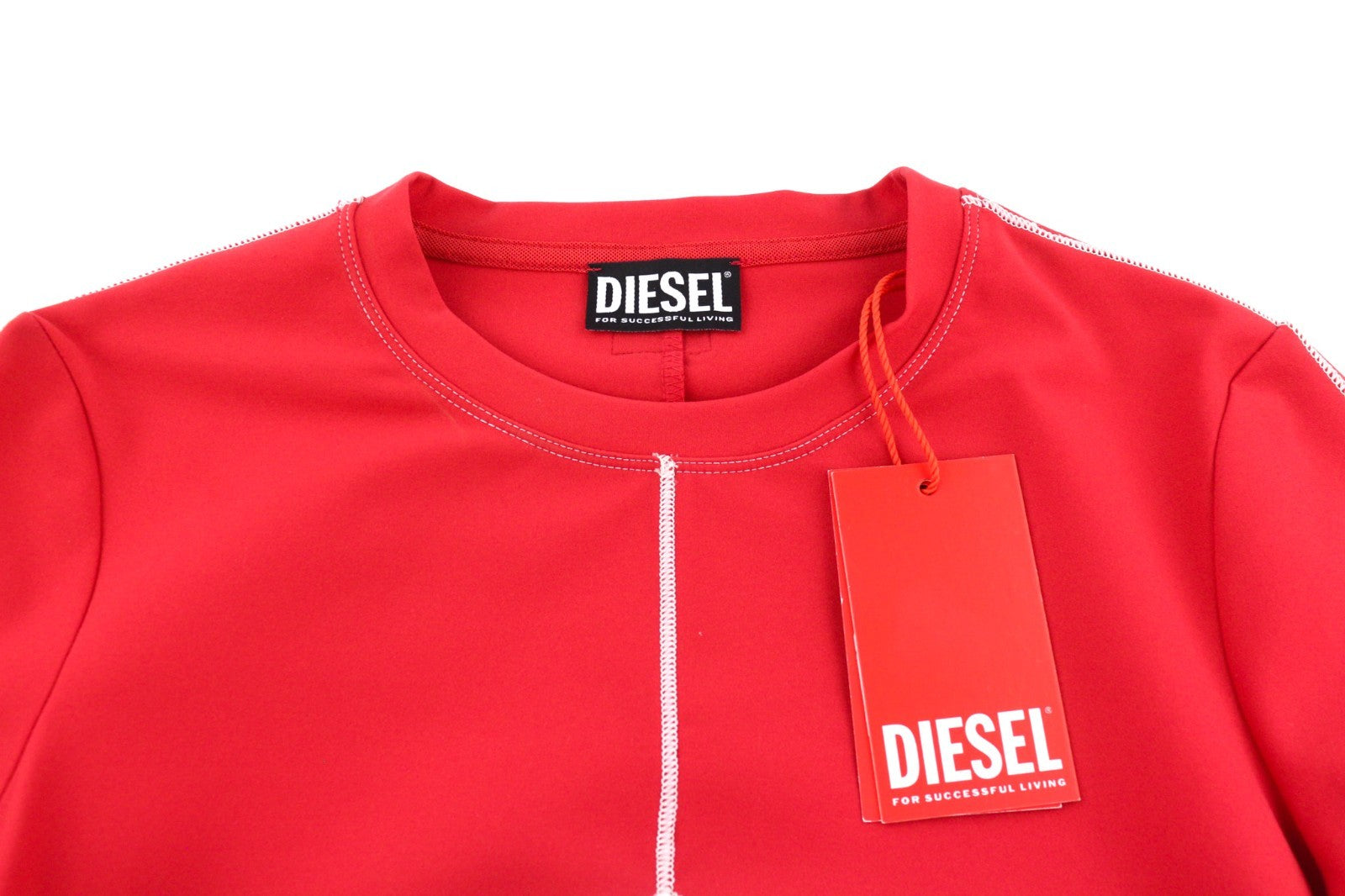 DIESEL D-Maxat-LS Women's Dress S Red Long Sleeve Fitted Mini Crew RRP175