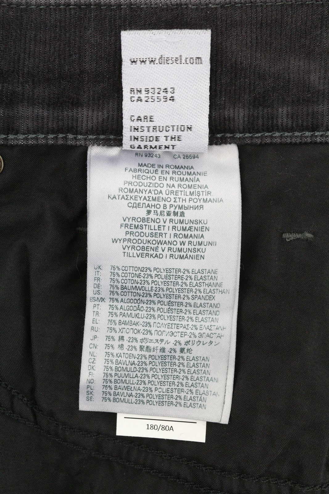 DIESEL D-Macs 069XQ Men Trousers W30/L30 Grey Faded Stretch Straight Corduroy