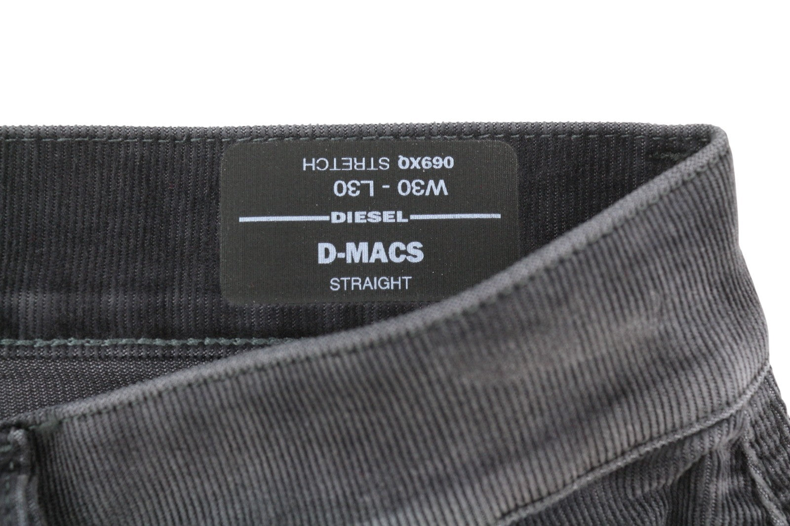 DIESEL D-Macs 069XQ Men Trousers W30/L30 Grey Faded Stretch Straight Corduroy