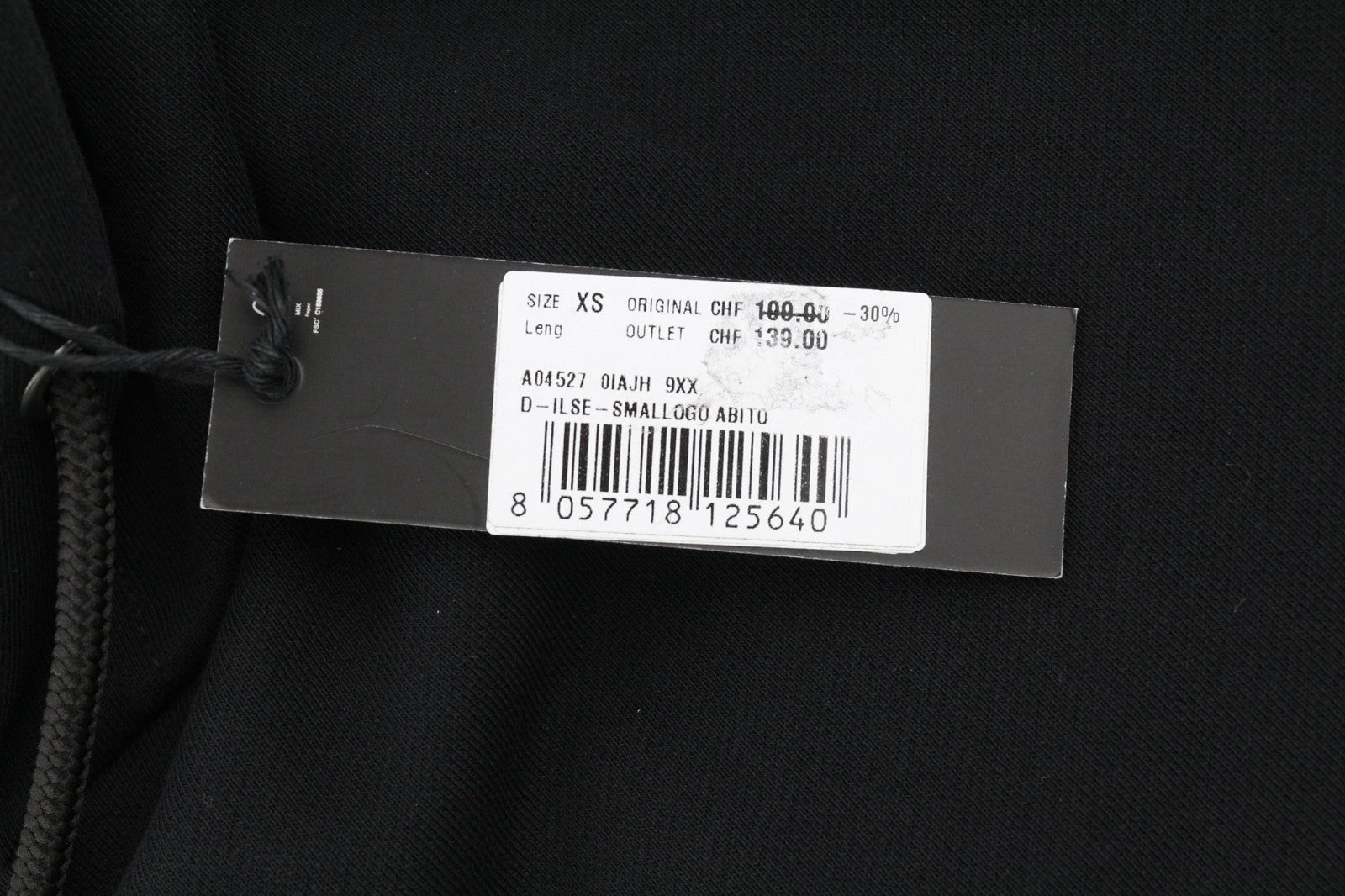 DIESEL D-Ilse-TR Women's Dress XS Black Hooded Long Sleeve Logo Back RRP160